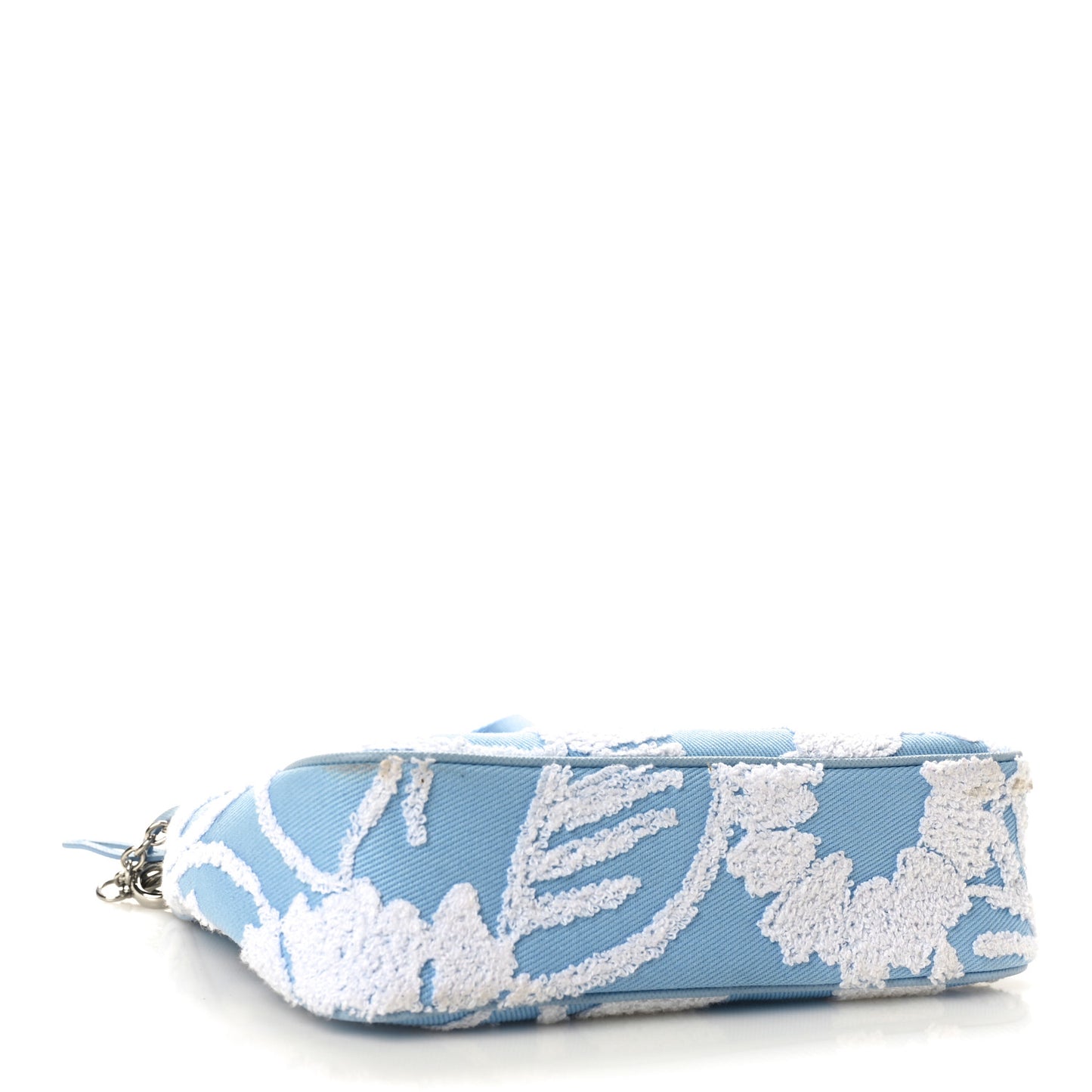 Nylon Drill Logo Embroidered Re-Edition 2005 Shoulder Bag Celeste White