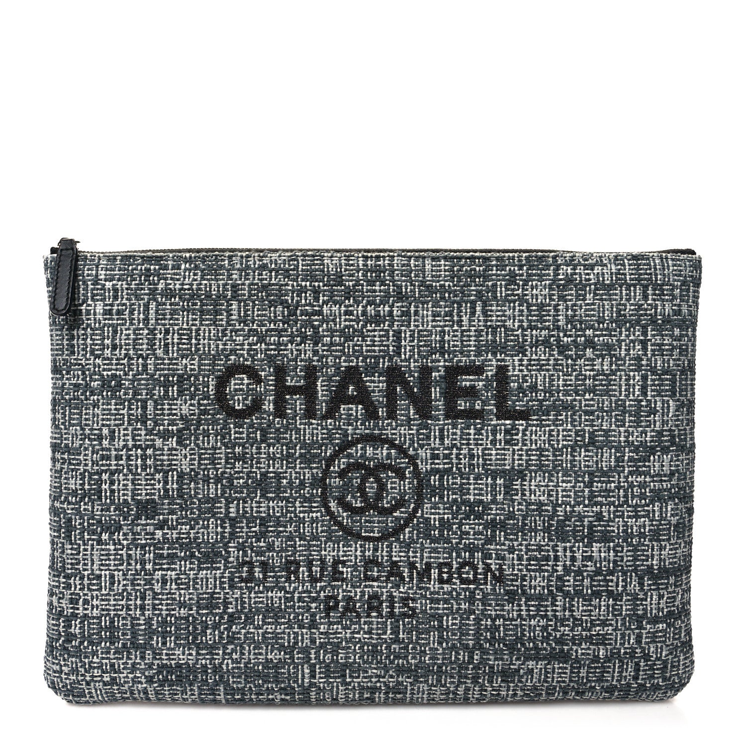 Chanel Canvas Medium Deauville Cosmetic Pouch Grey 1 of 9