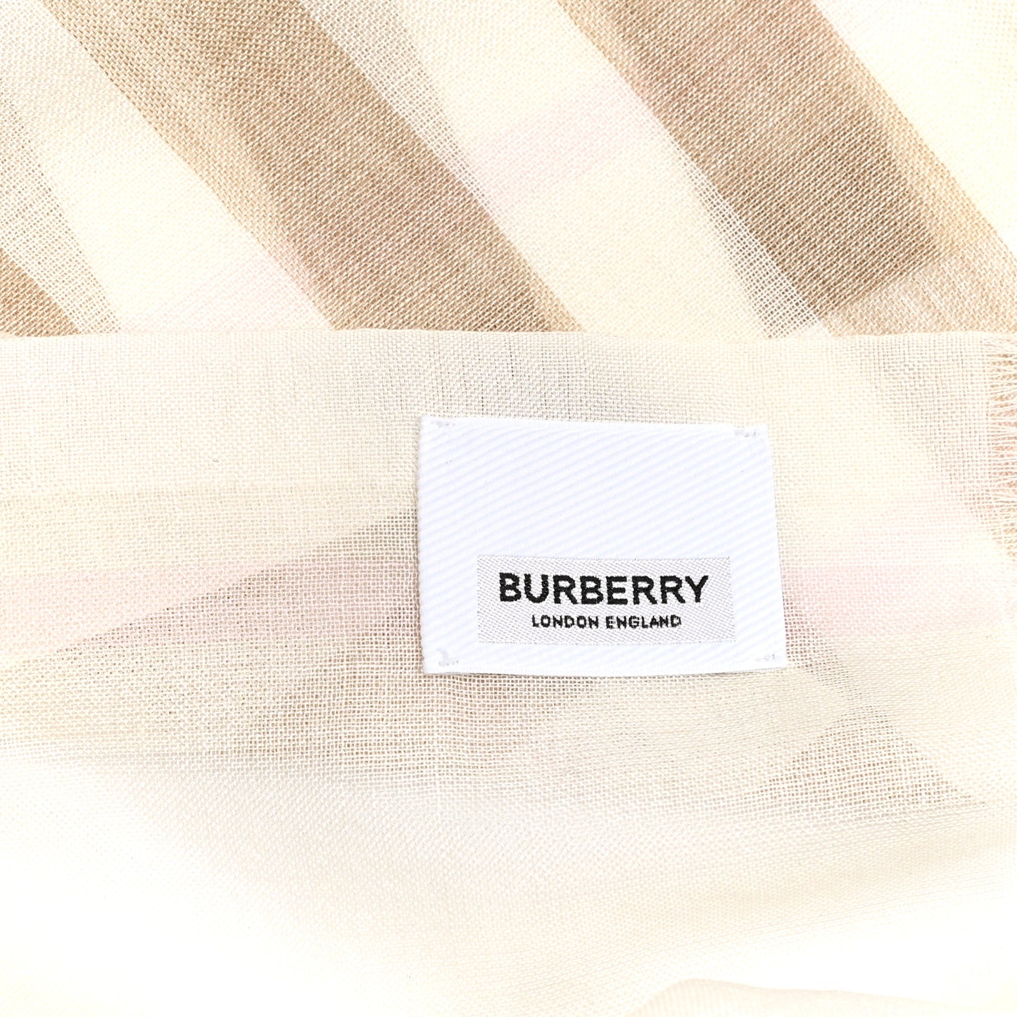 Wool Silk Gauze Giant Check Scarf White Alabaster