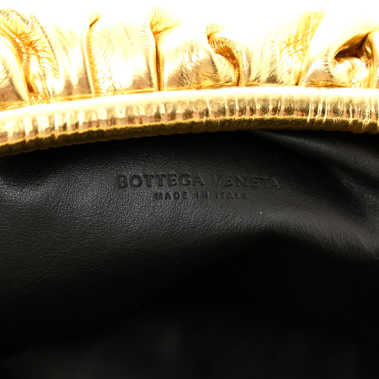 Bottega Veneta Metallic Bark Calfskin Embossed The Pouch Oversized Clutch Oro 6 of 8