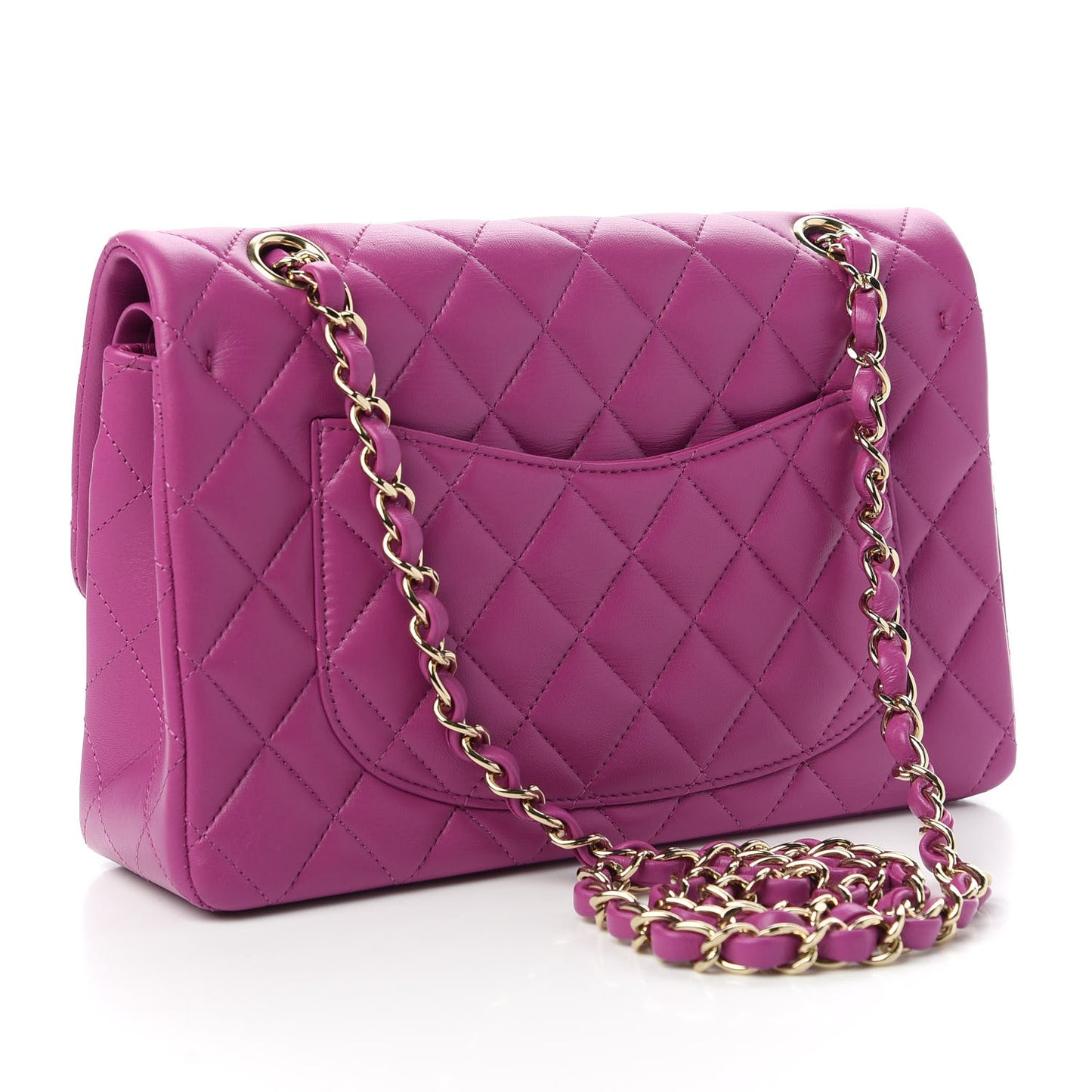 Lambskin Quilted Small Double Flap Purple