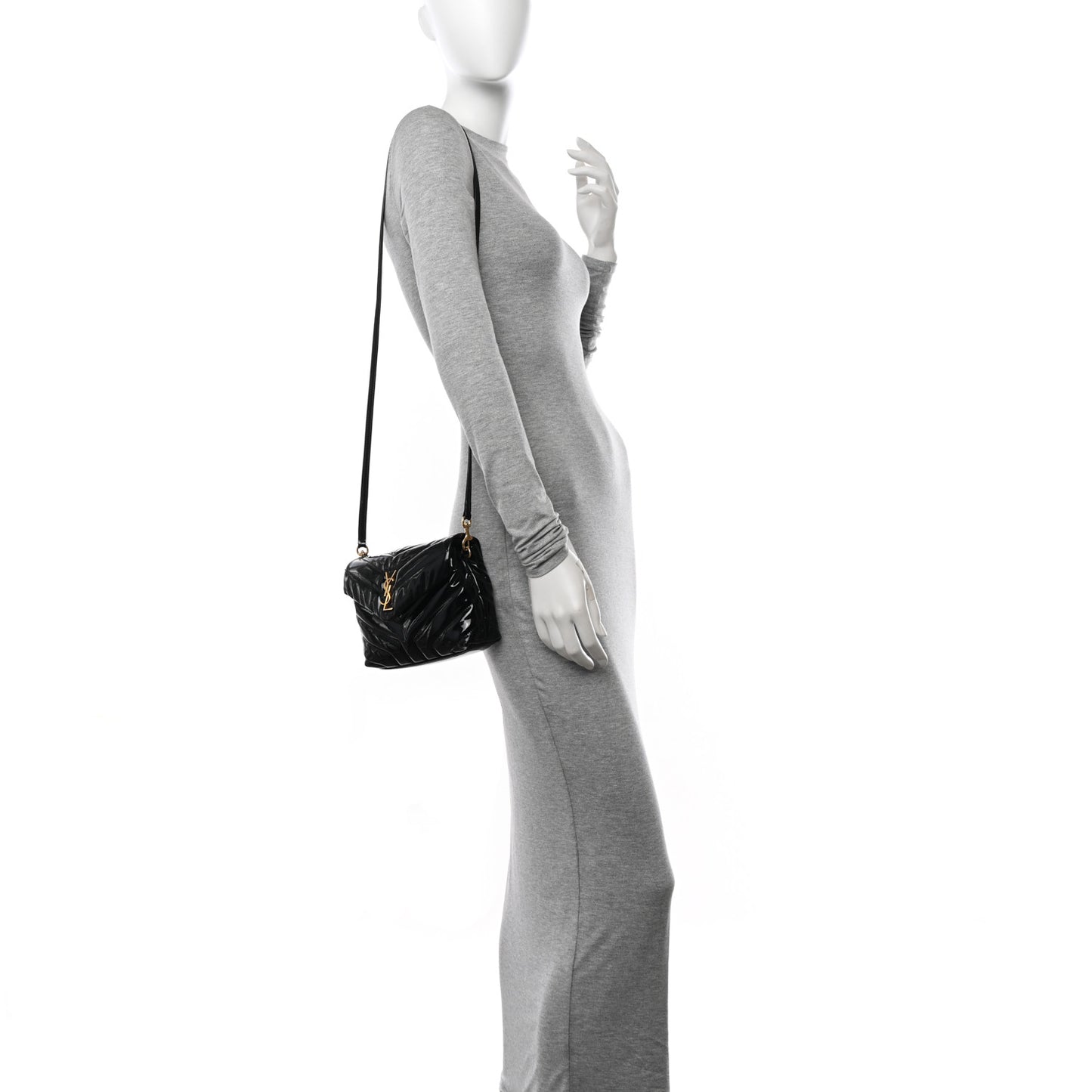 Patent Y Quilted Monogram Toy Loulou Crossbody Bag Black