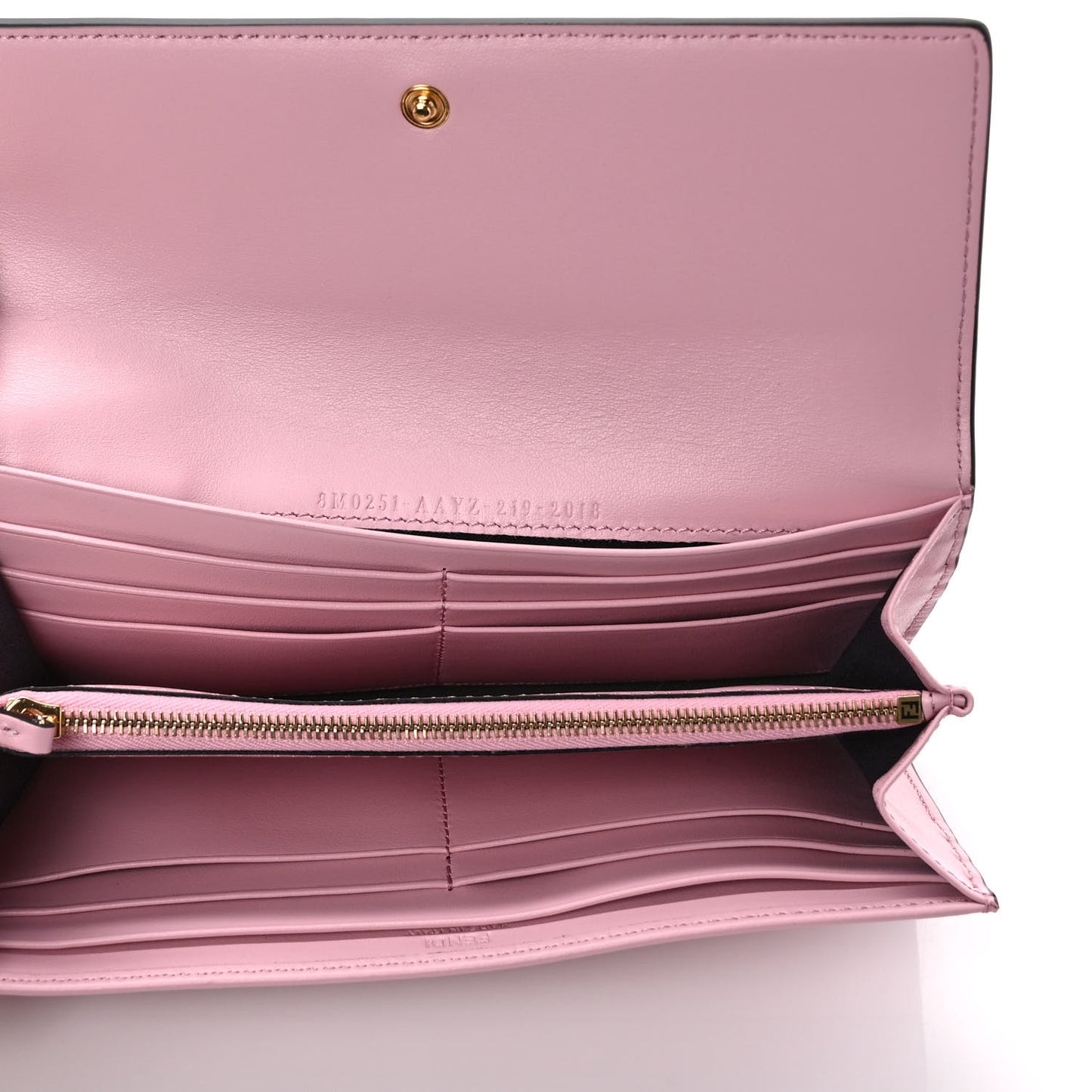 Vitello King Tamponato Logo Embossed Continental Wallet Rosa Acquerello