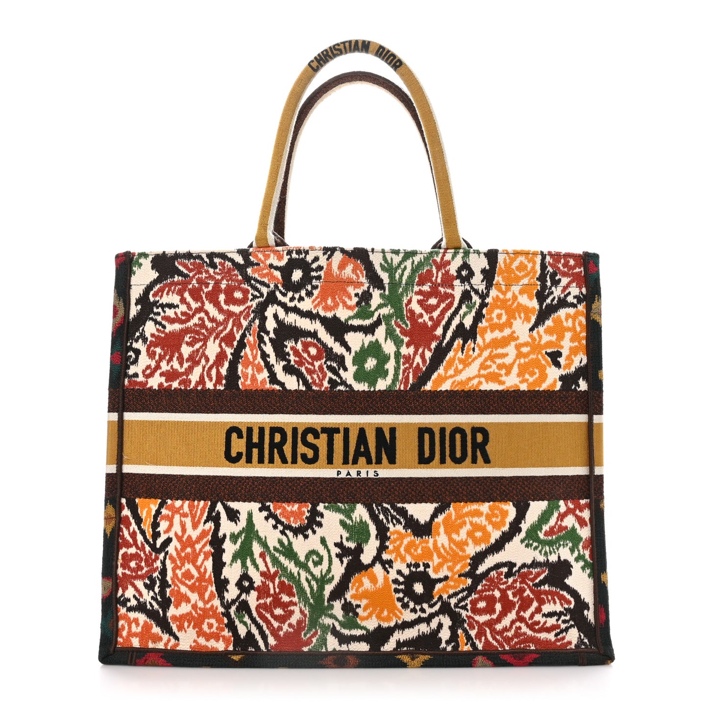 Canvas Embroidered Large Paisley Book Tote Multicolor