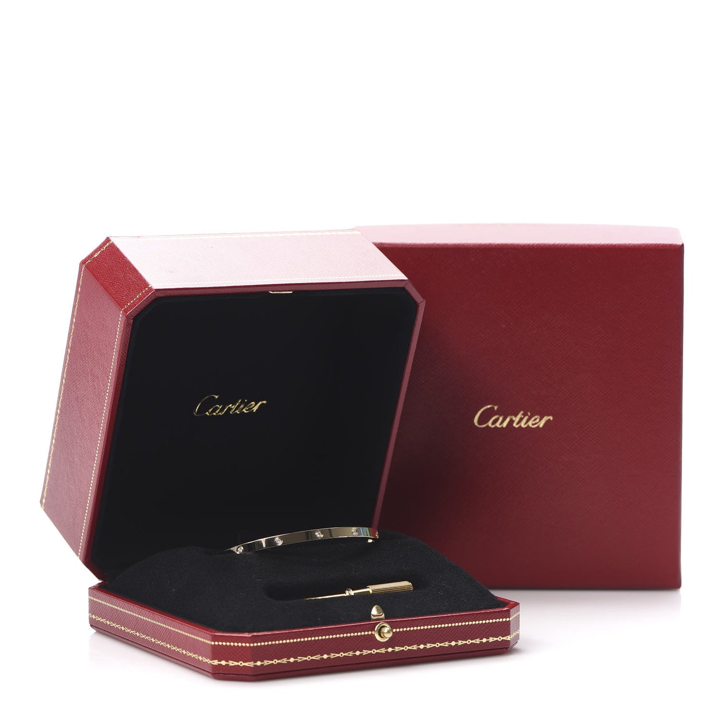 18K Yellow Gold 10 Diamond Small LOVE Bracelet 17