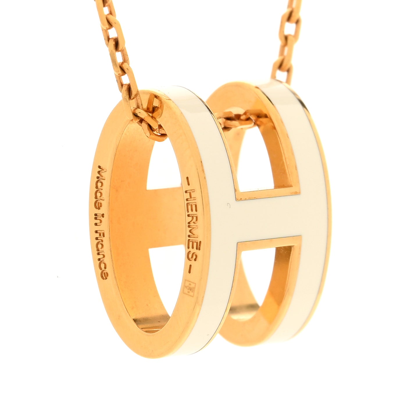 Lacquered Gold Pop H Pendant Necklace White