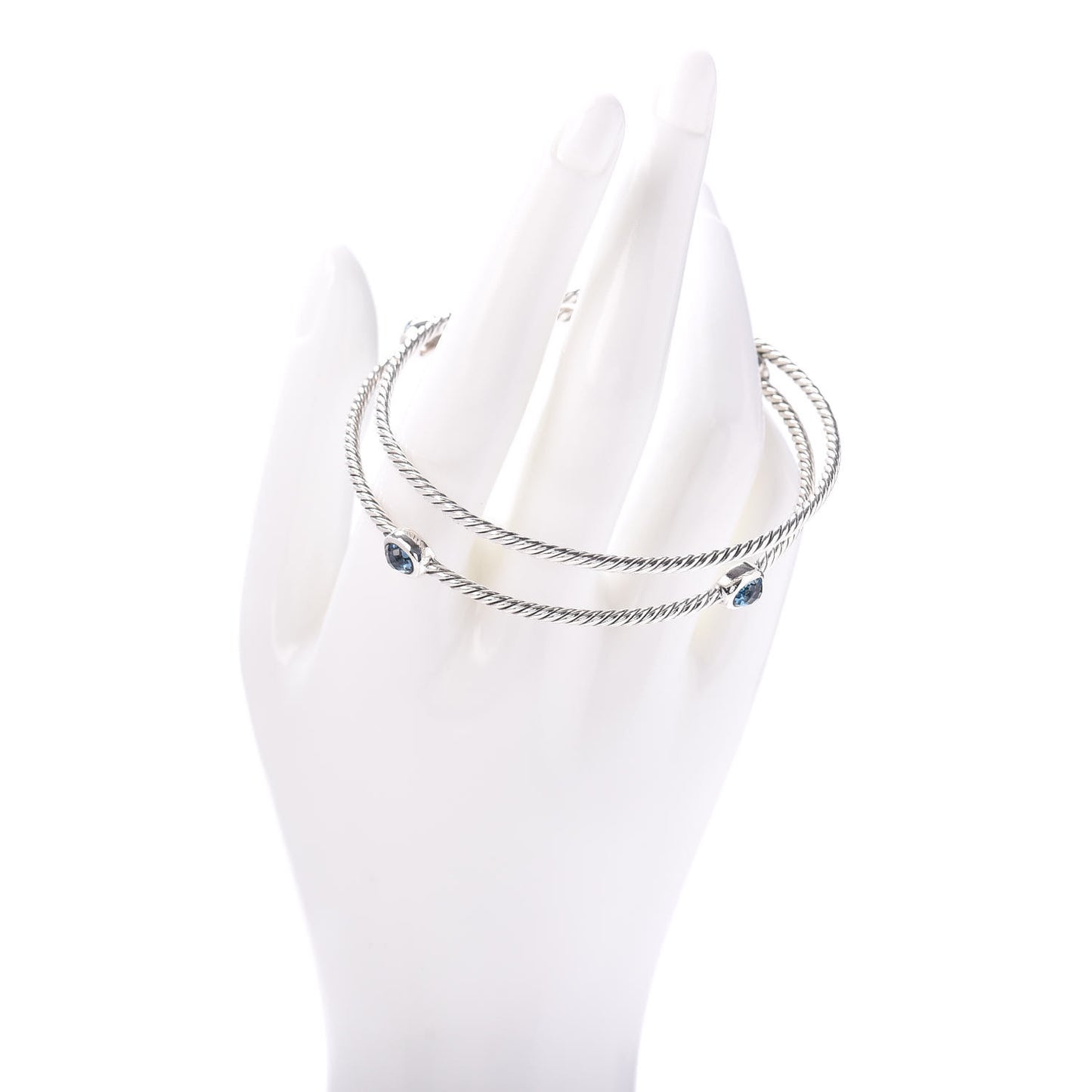 Sterling Silver Hampton Blue Topaz Color Classics Bangle Bracelet Set of 2