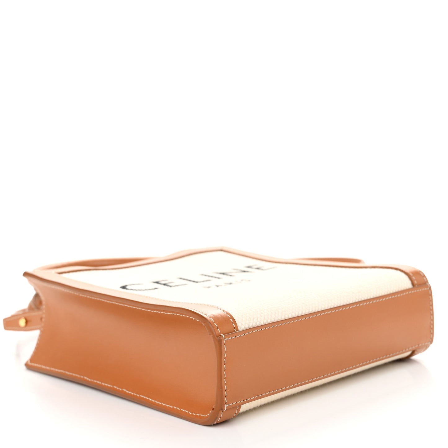 Canvas Calfskin Mini Vertical Cabas Natural Tan