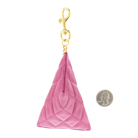 Lambskin Quilted Berlingo Bag Charm Fuchsia