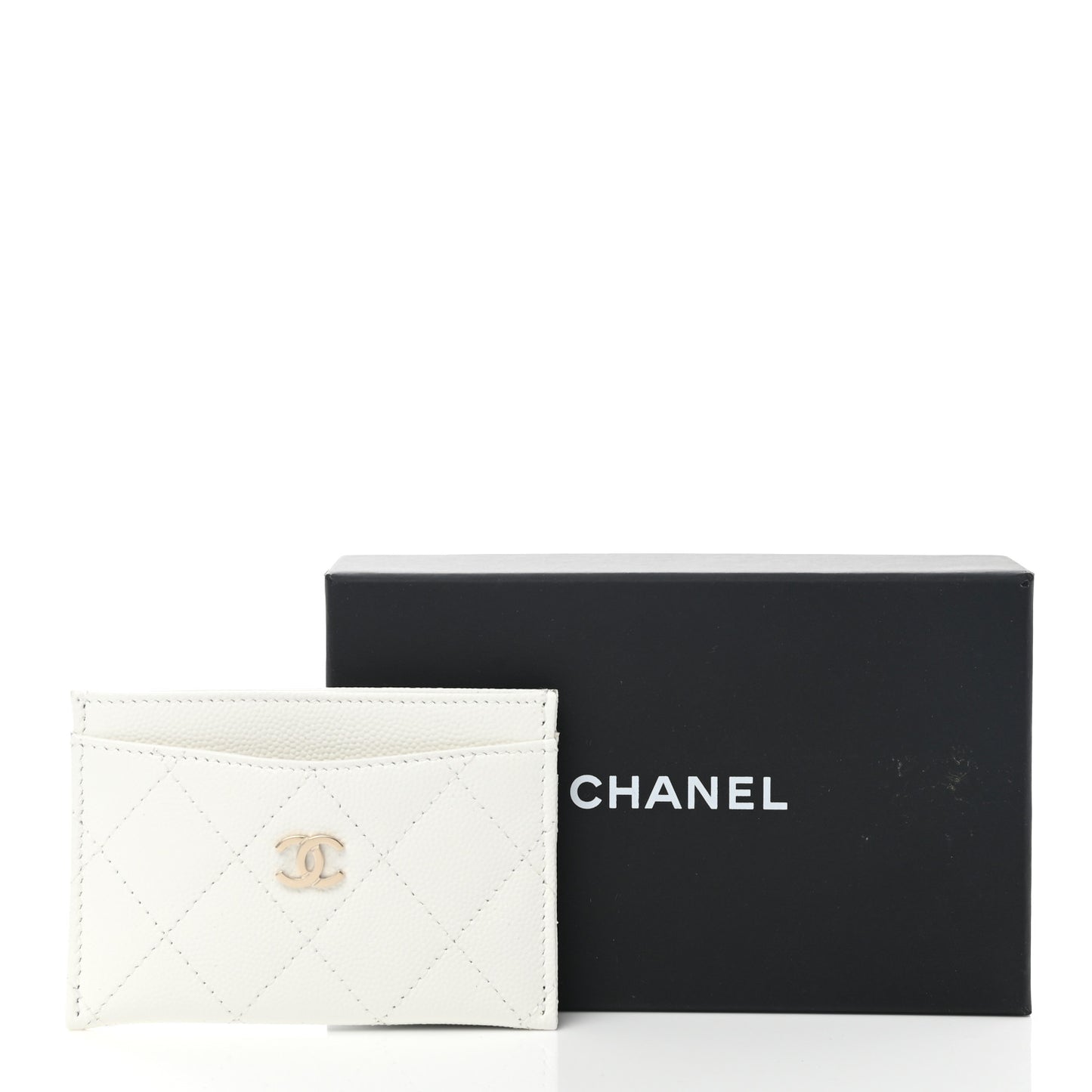 Caviar Quilted Card Holder White