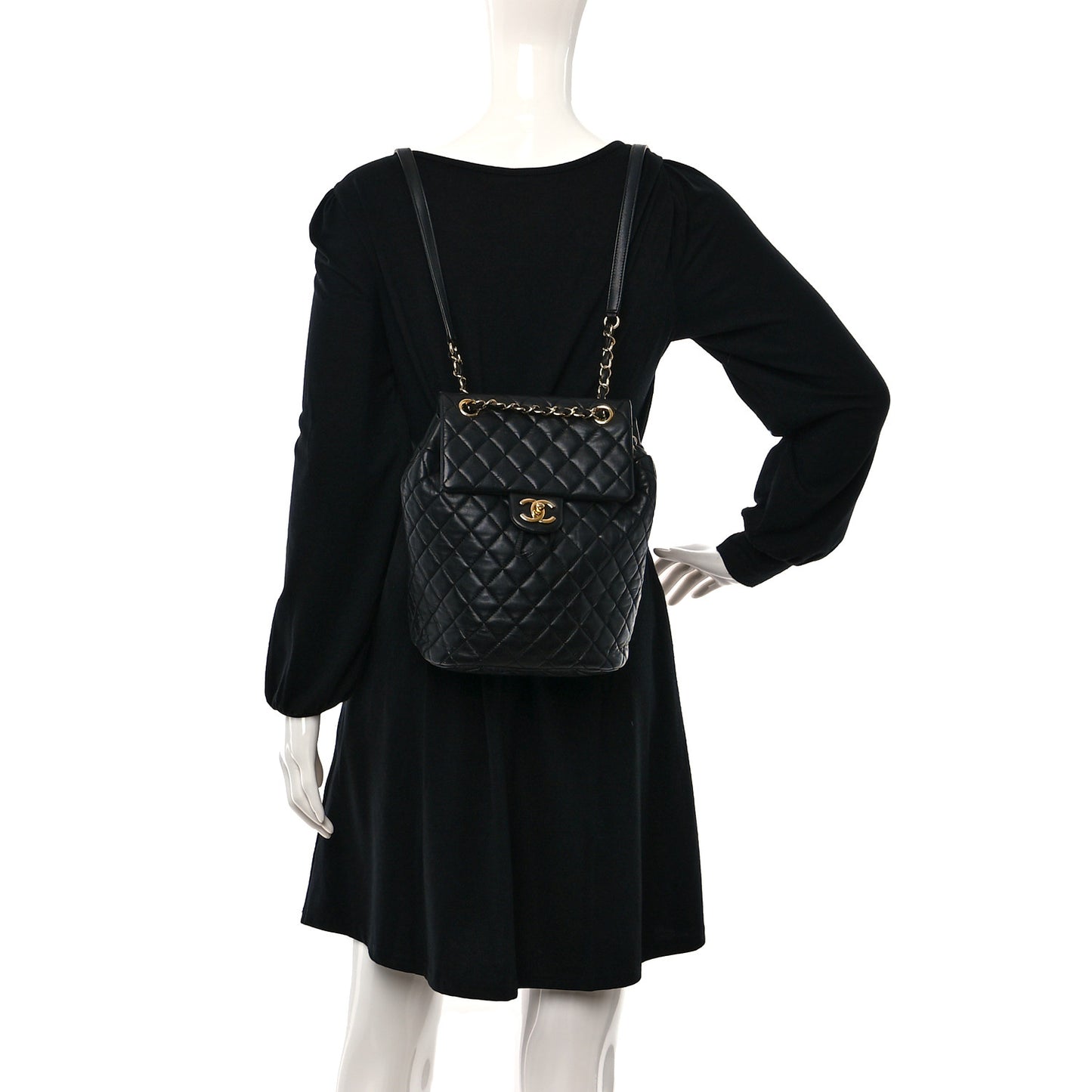 Lambskin Quilted Small Urban Spirit Backpack Black