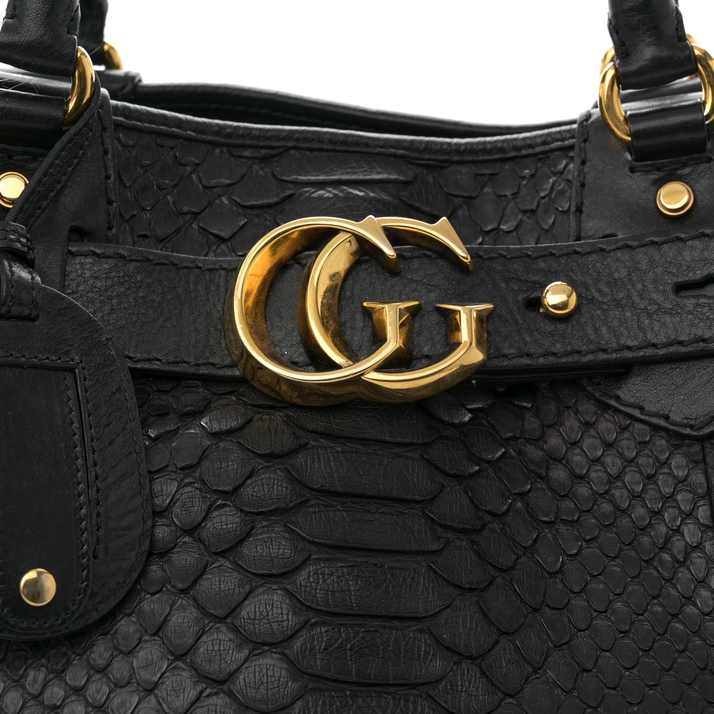 Snakeskin Large GG Running Tote Black