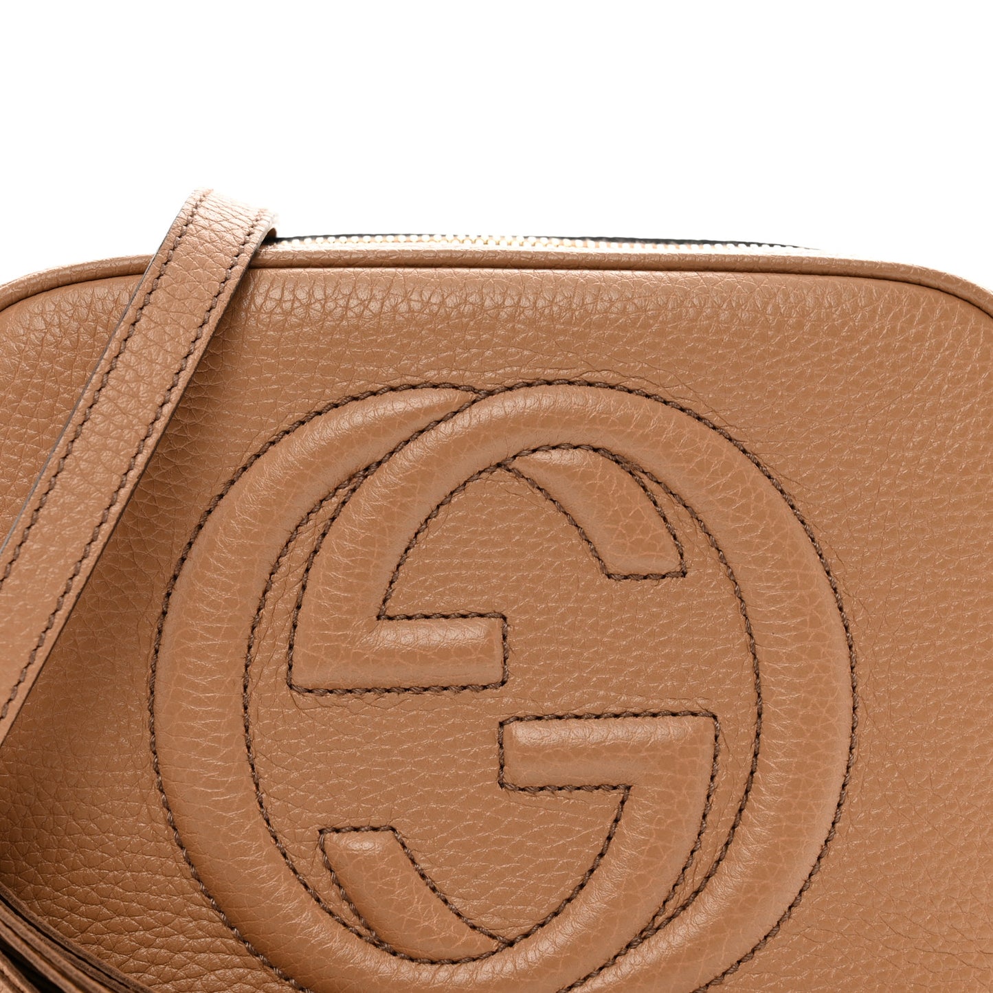 Pebbled Calfskin Small Soho Disco Bag Camelia