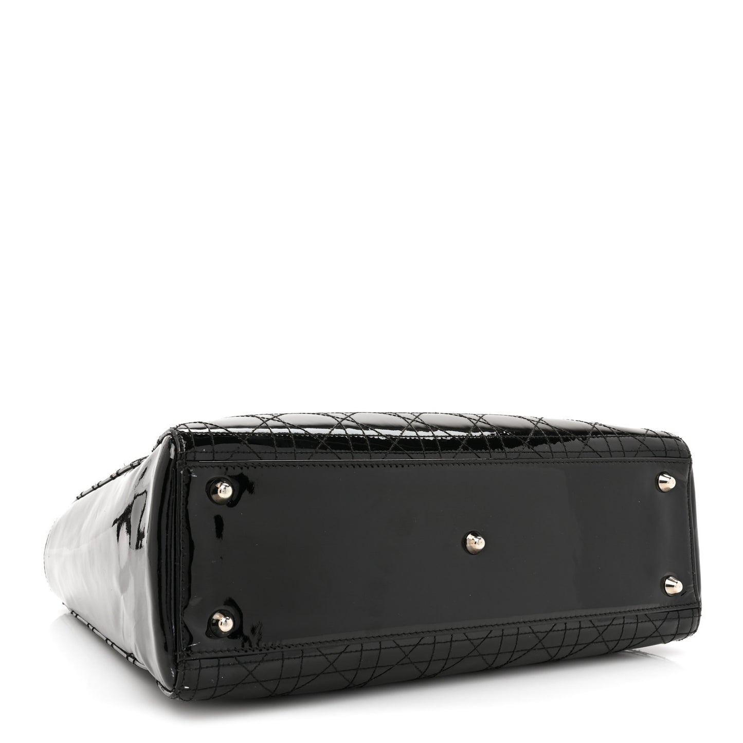 Patent Cannage Stitched Large Lady Dior Black