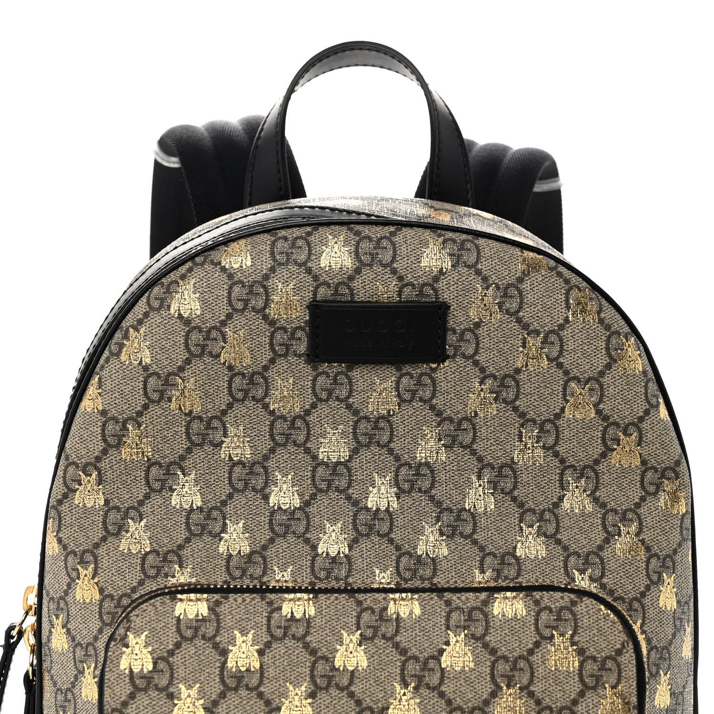 GG Supreme Monogram Bees Print Small Day Backpack Beige Oro Black