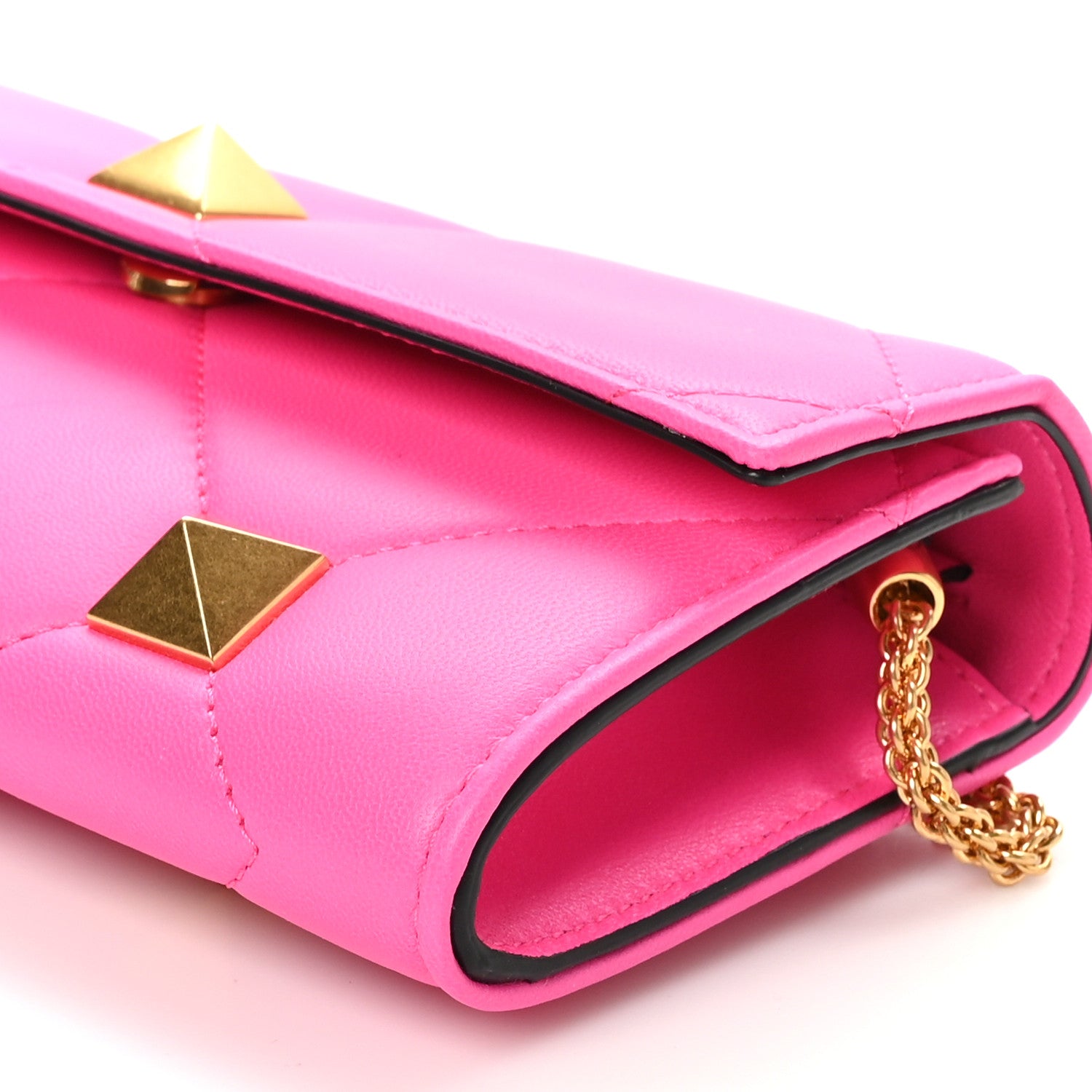 Valentino Garavani Nappa Roman Stud Wallet On Chain Pink PP 10 of 11