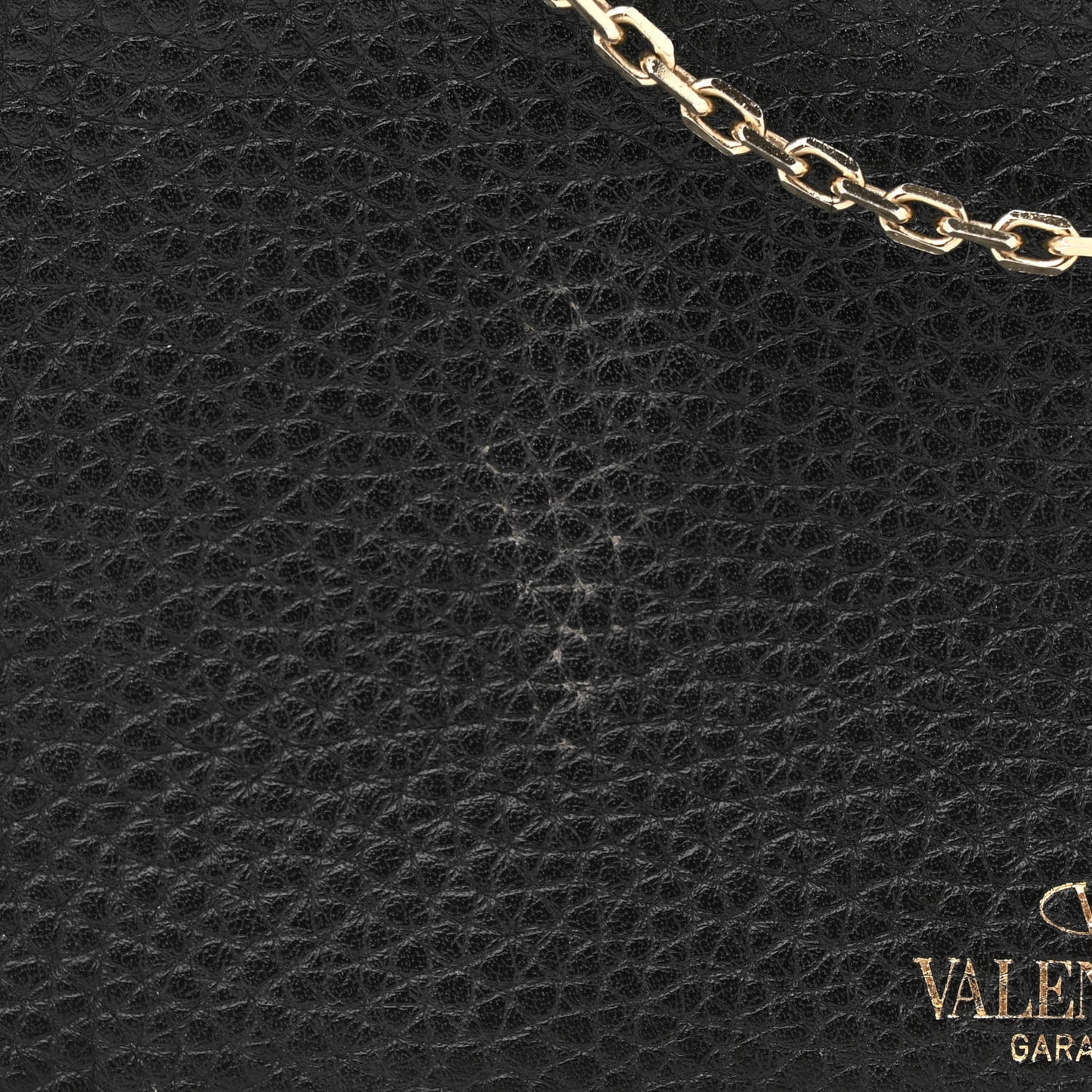 Pebbled Calfskin Rockstud Small Chain Shoulder Bag Black