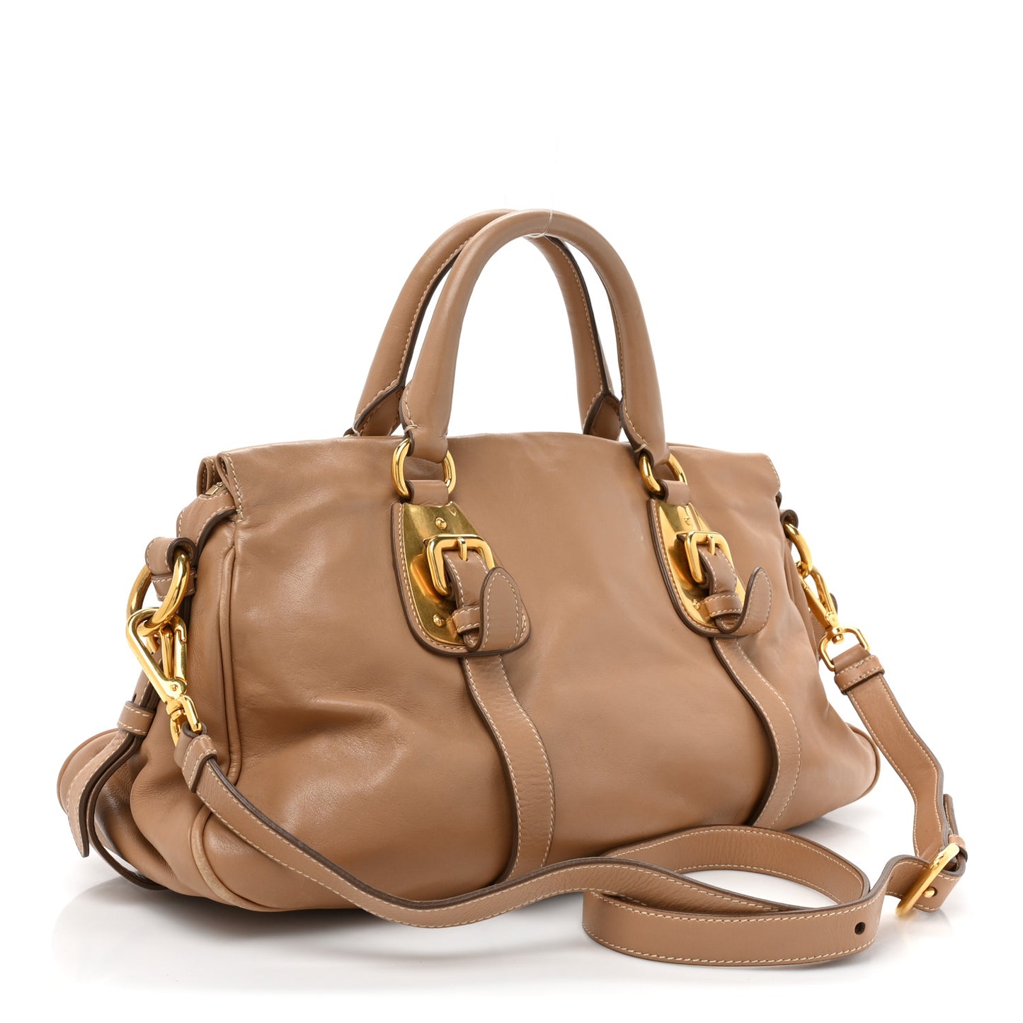 Soft Calfskin Shopping Satchel Sabbia