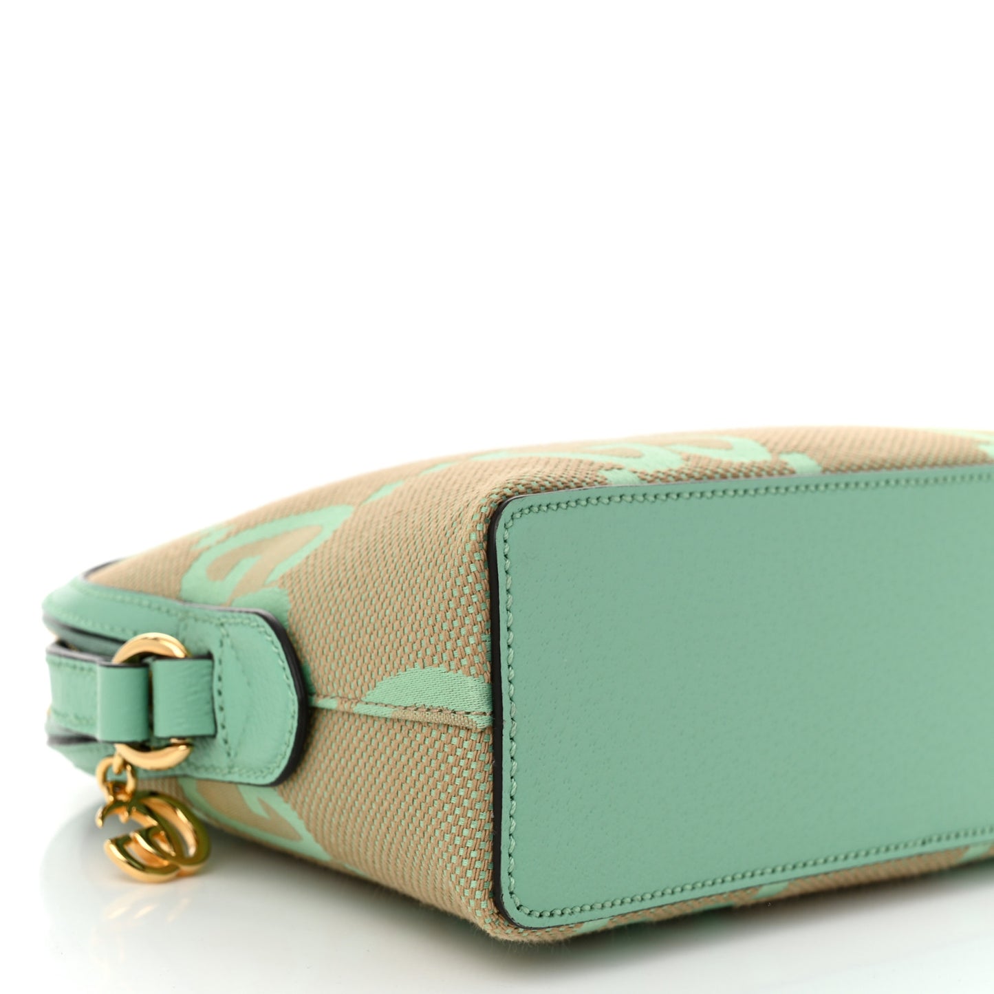Monogram Jumbo GG Textured Dollar Calfskin Small Ophidia Dome Shoulder Bag Beige Pepperlight Mint