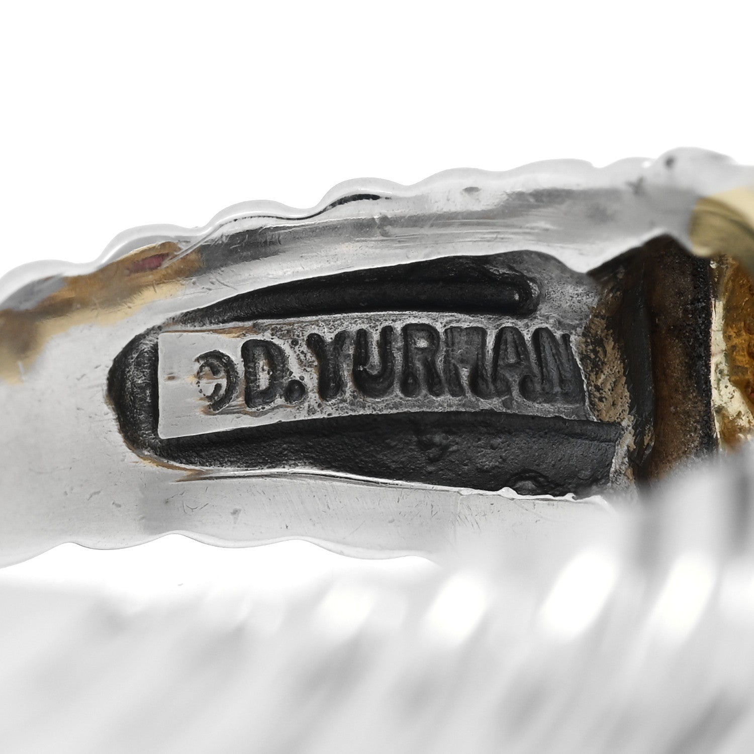 David Yurman Sterling Silver 18k Yellow Gold Iolite Rubellite Renaissance Ring 50 5.25 4 of 4