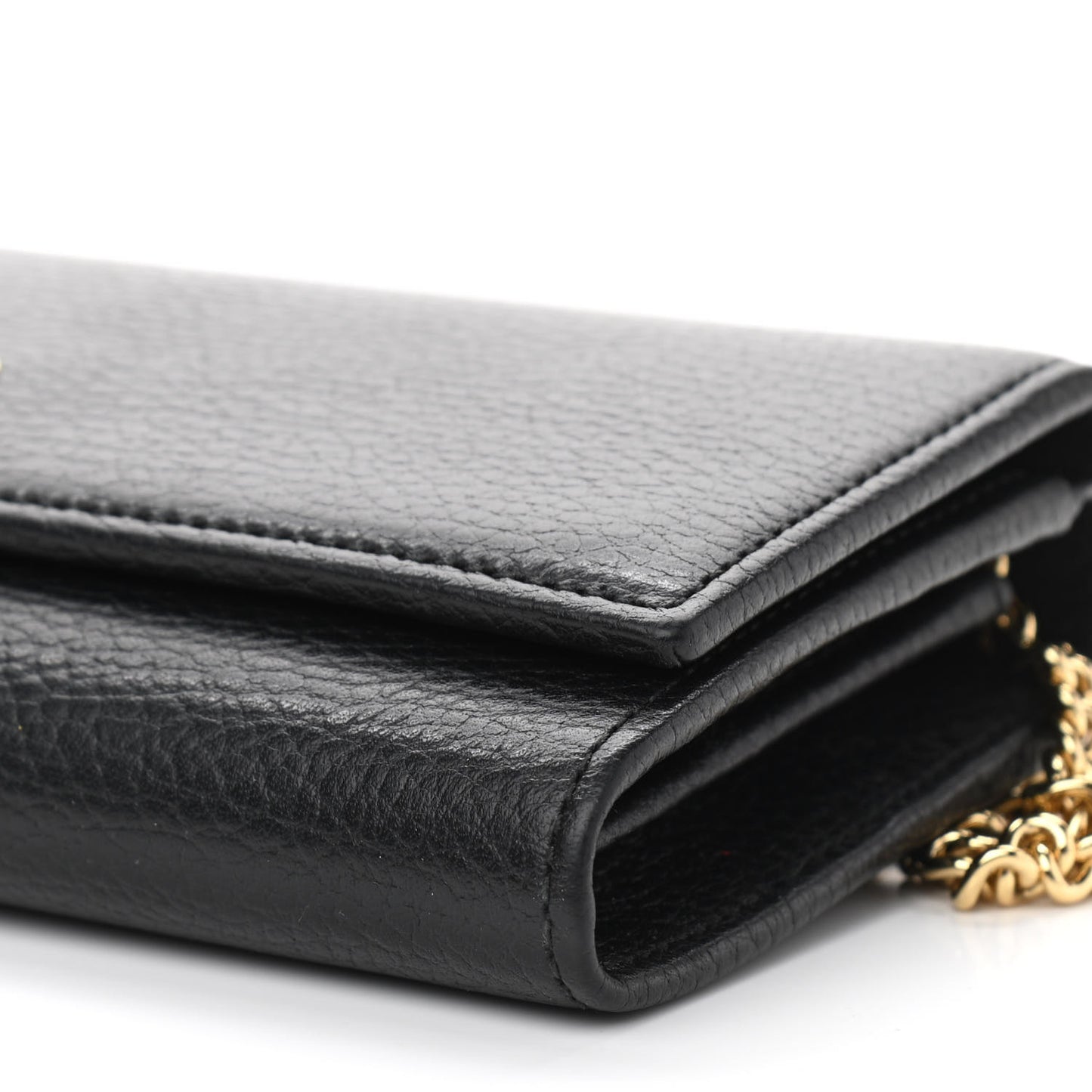 Calfskin Petite GG Marmont Wallet Chain Bag Black