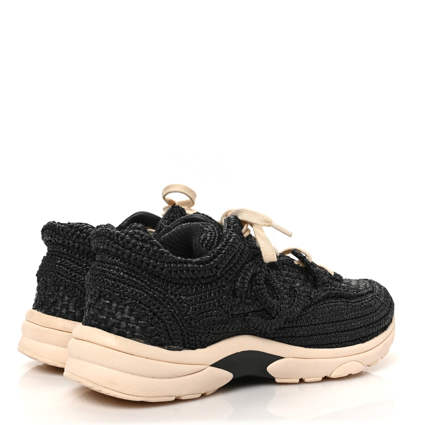 Braided Raffia Womens CC Sneakers 38 Black