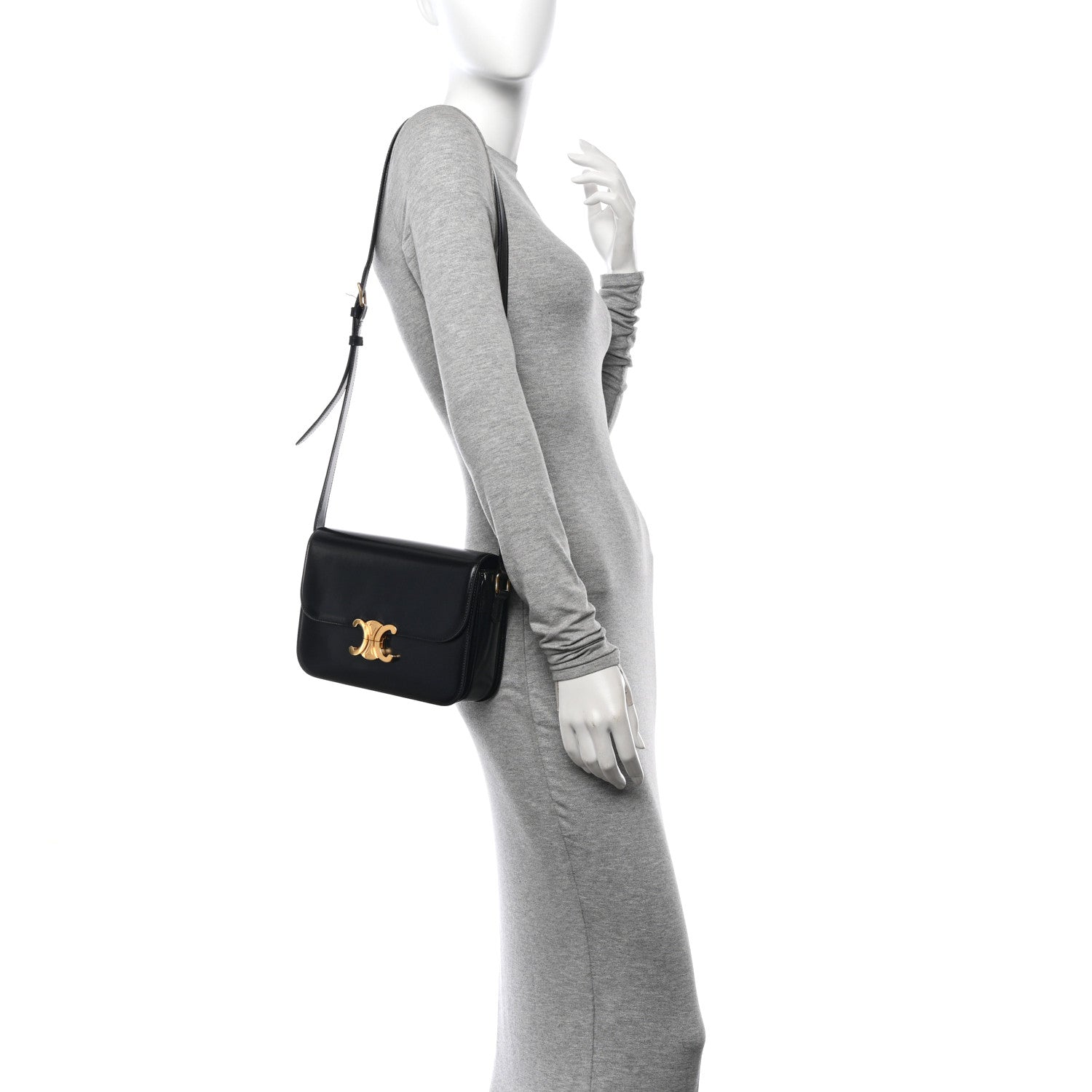 Celine Shiny Calfskin Medium Triomphe Black 2 of 11