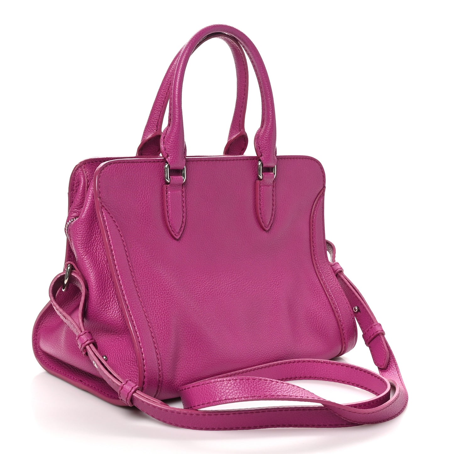 Pebbled Calfskin Small Skull Padlock Zip Around Tote Bouganville