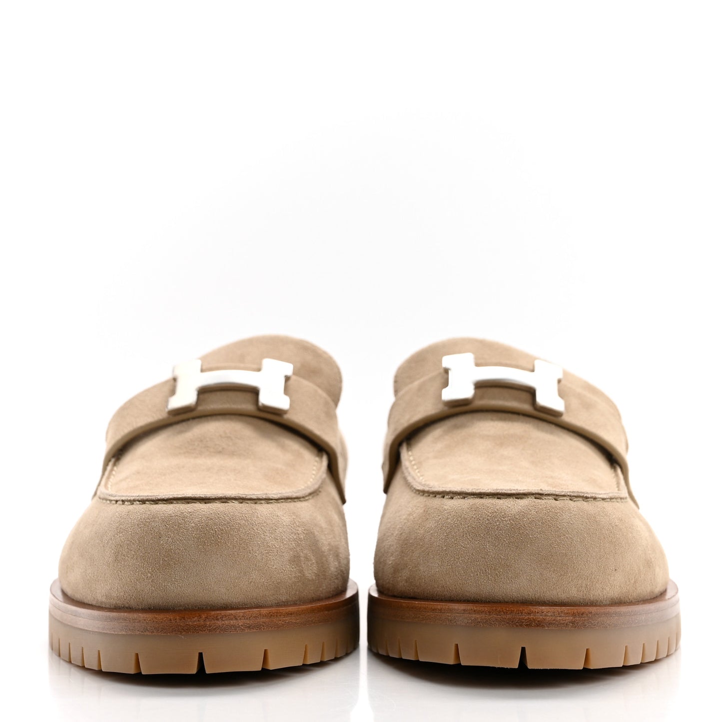 Suede Goatskin Womens Faubourg Loafers 41 Beige Argile