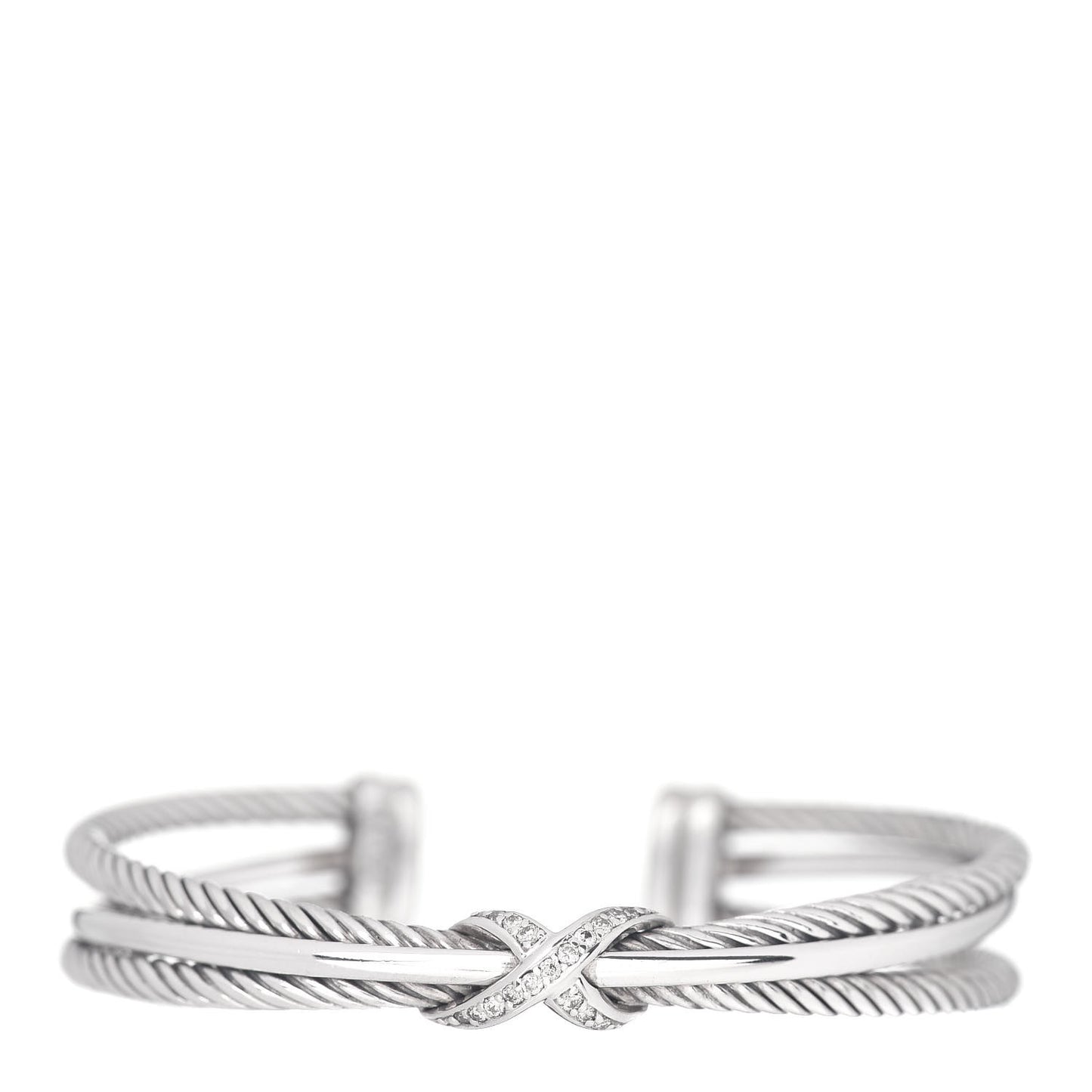 Sterling Silver Diamond 7mm Crossover X Bracelet