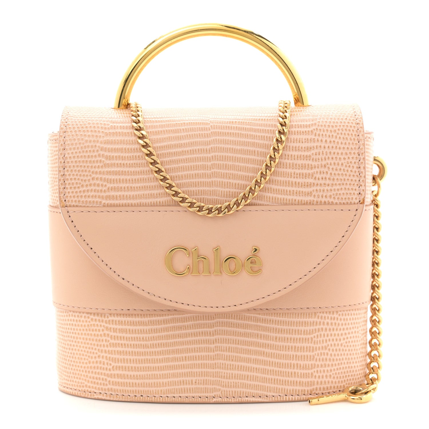 Chloe Calfskin Lizard Embossed Small Aby Lock Delicate Pink