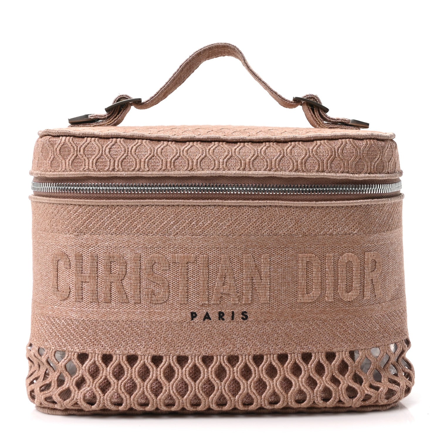 Christian Dior Mesh Embroidered Diortravel Vanity Case Clay