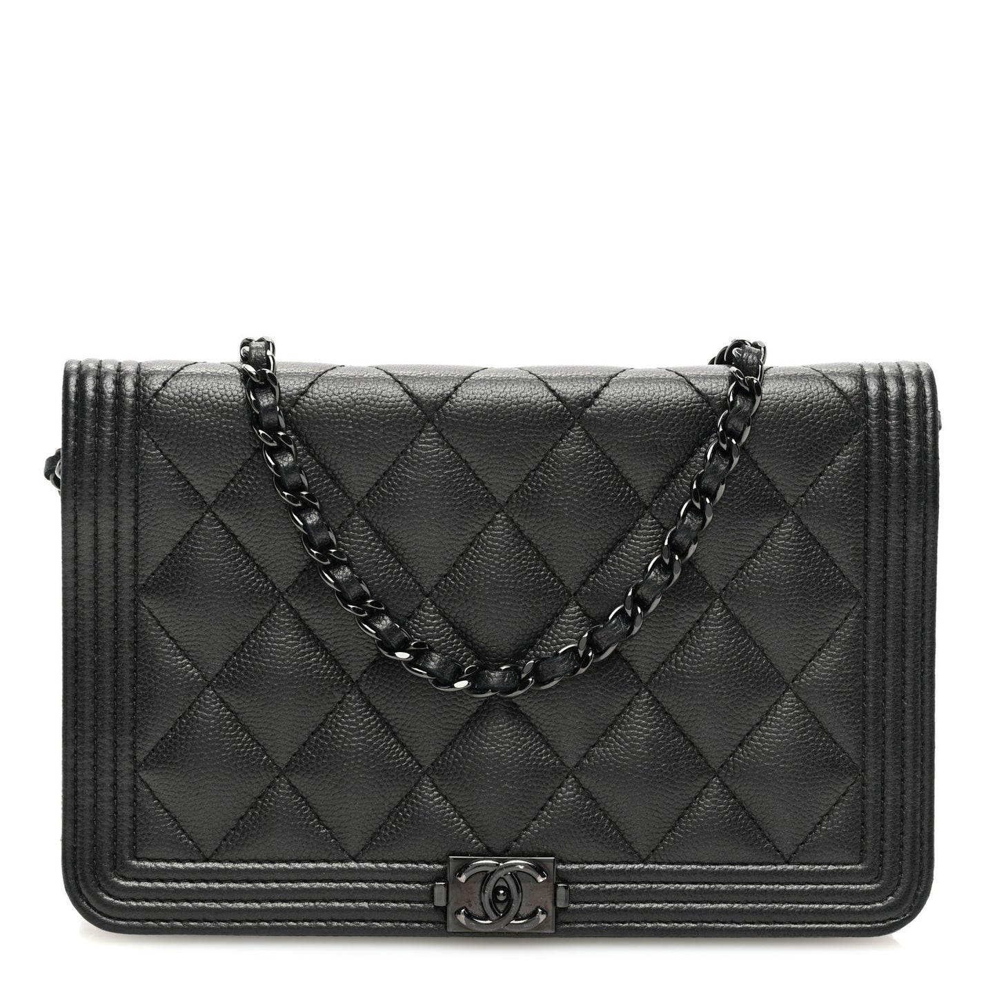 Caviar Quilted Boy Wallet On Chain WOC So Black