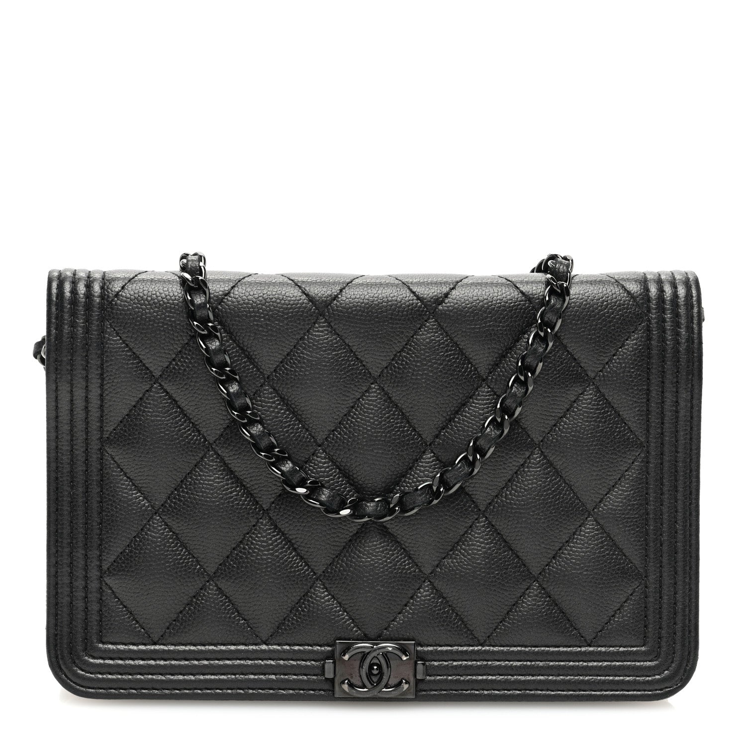 Chanel Caviar Quilted Boy Wallet On Chain WOC So Black 1 of 11