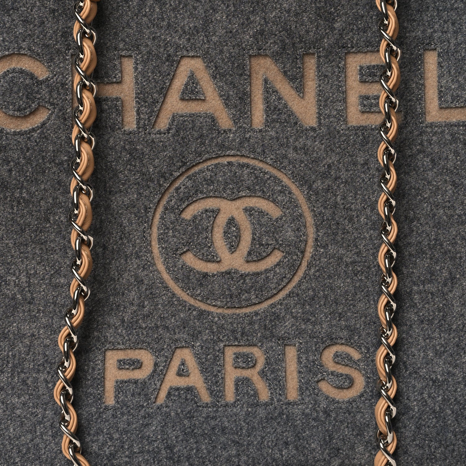 Chanel Wool Felt Large Deauville Tote Grey Beige 8 of 10