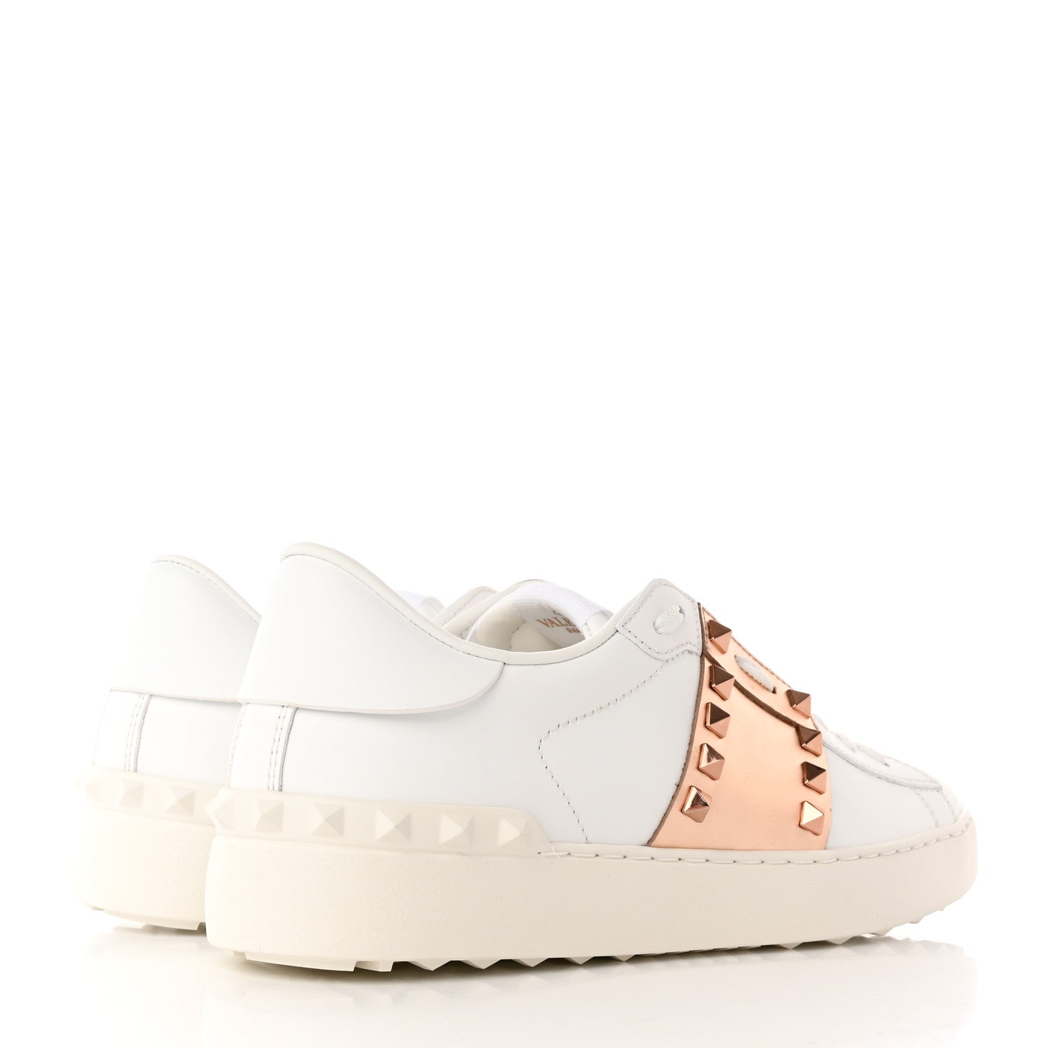 Valentino Garavani Calfskin Rockstud Open Sneakers 39 White Rose Gold 4 of 12