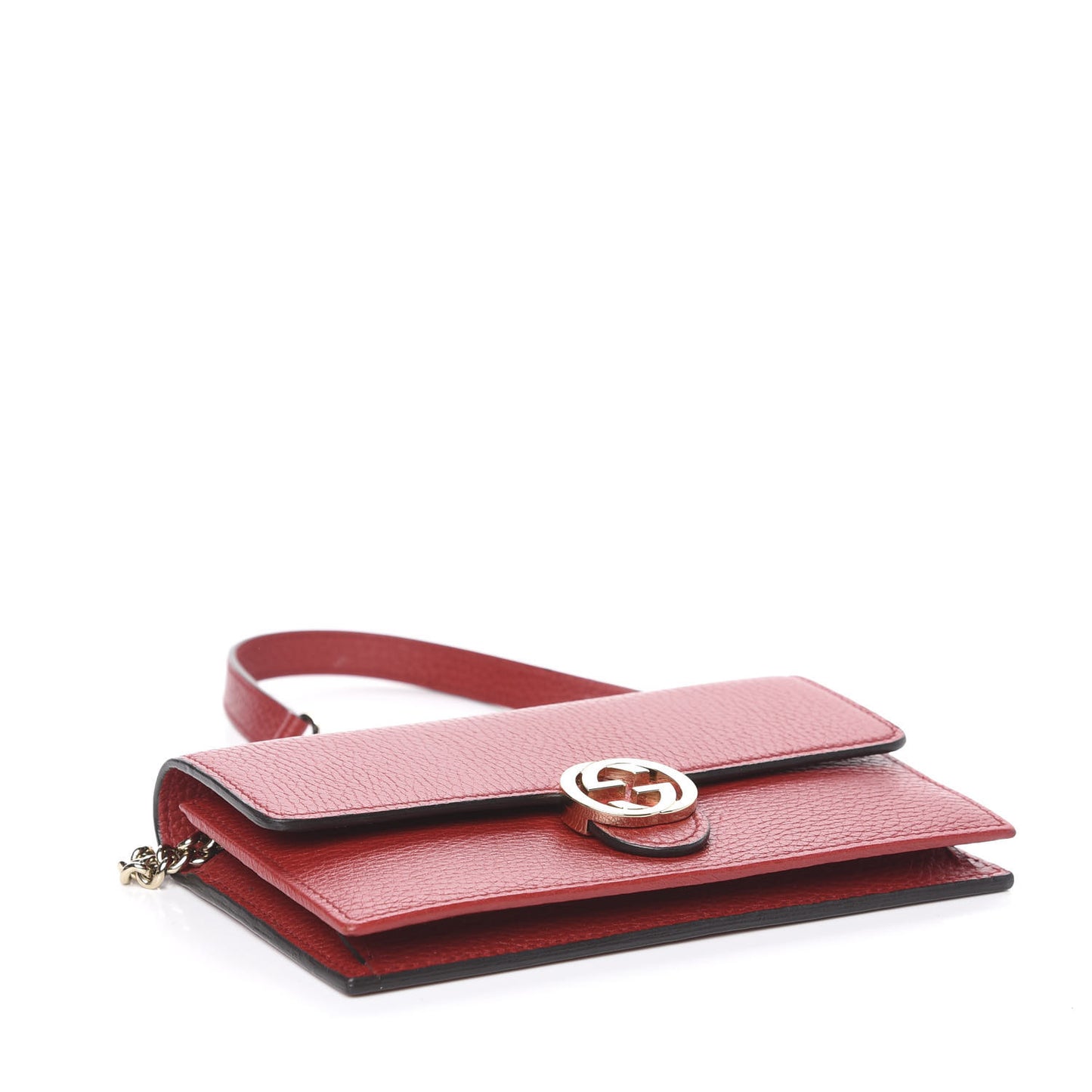Dollar Calfskin Interlocking G Chain Wallet Red