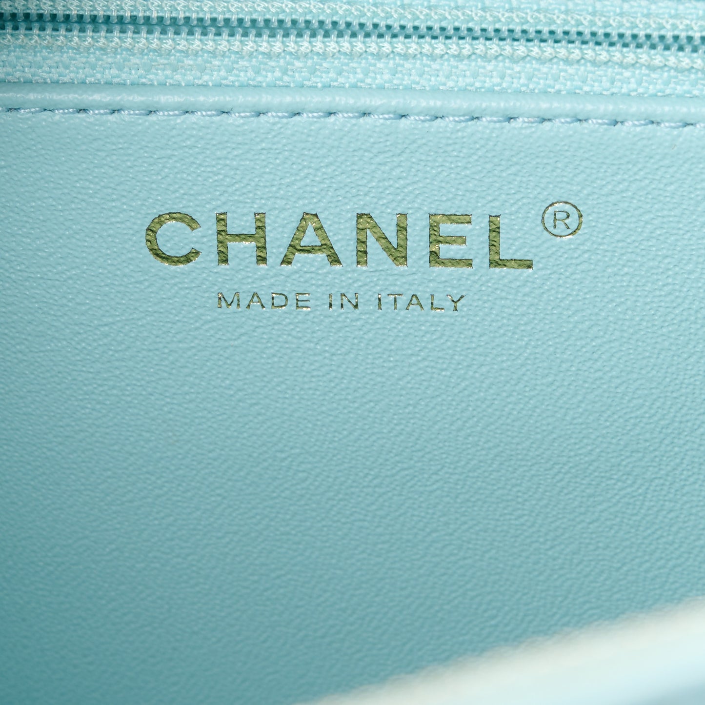 Lambskin Quilted Small Trendy CC Bowling Bag Light Blue