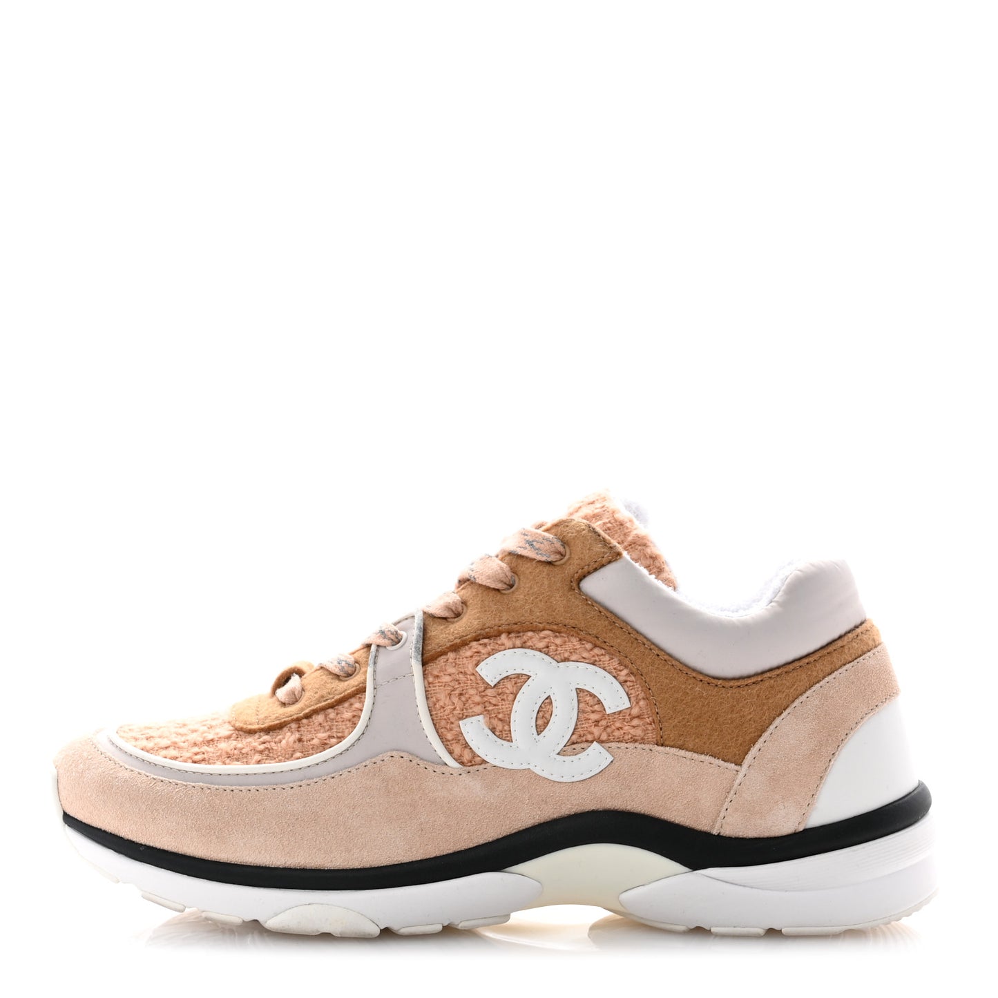 Suede Tweed Felt CC Sneakers 40.5 Beige
