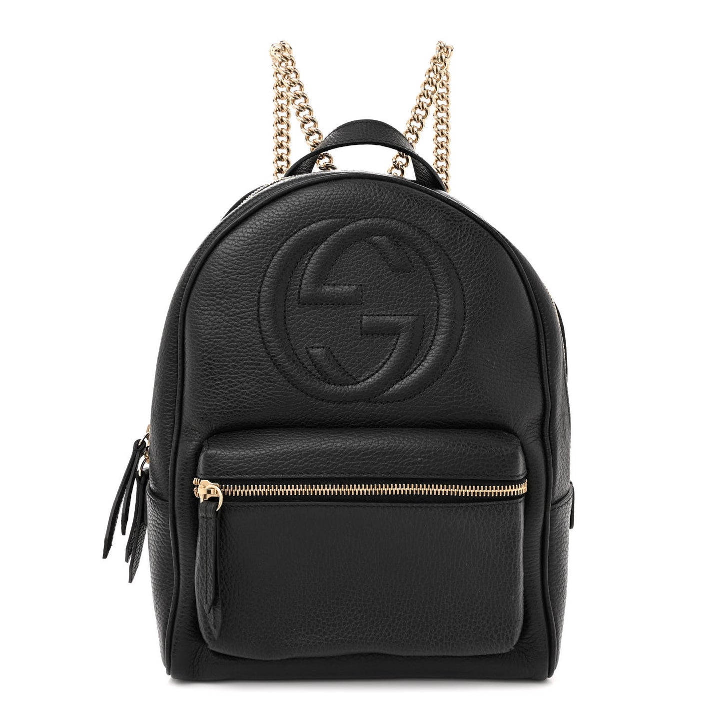 Pebbled Calfskin Soho Chain Backpack Black