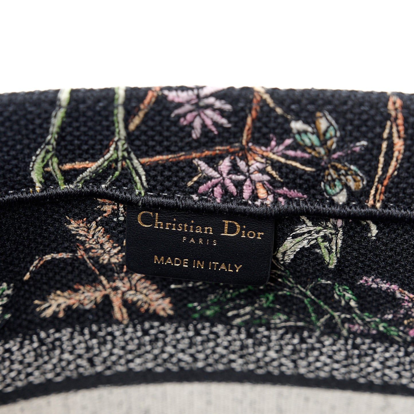 Canvas Embroidered Medium Herbarium Book Tote Black Multicolor