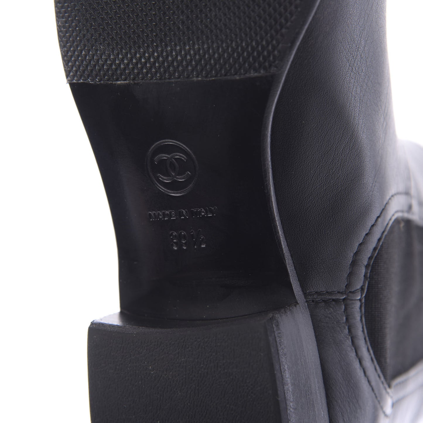 Calfskin Elastic Short Boots 39.5 Black