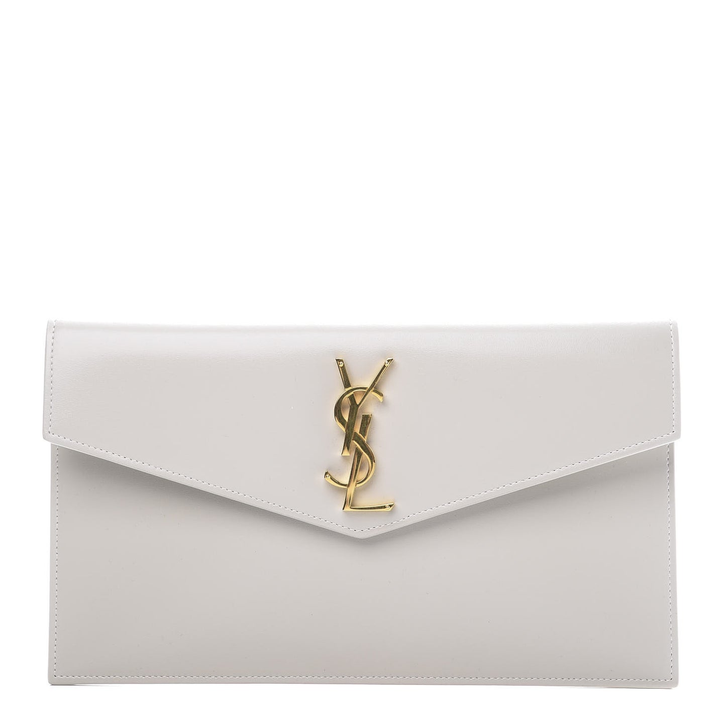 Smooth Shiny Calfskin Monogram Uptown Pouch White