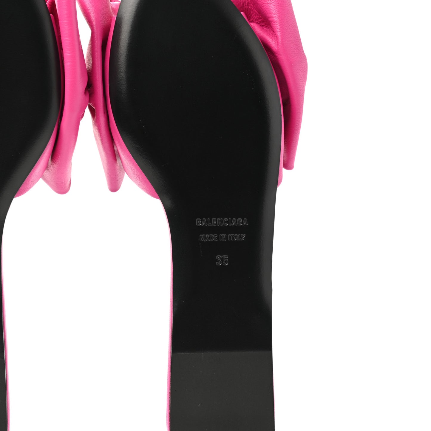 Soft Nappa Square Knife Bow Flat Slide Sandals 35 Magenta Pink