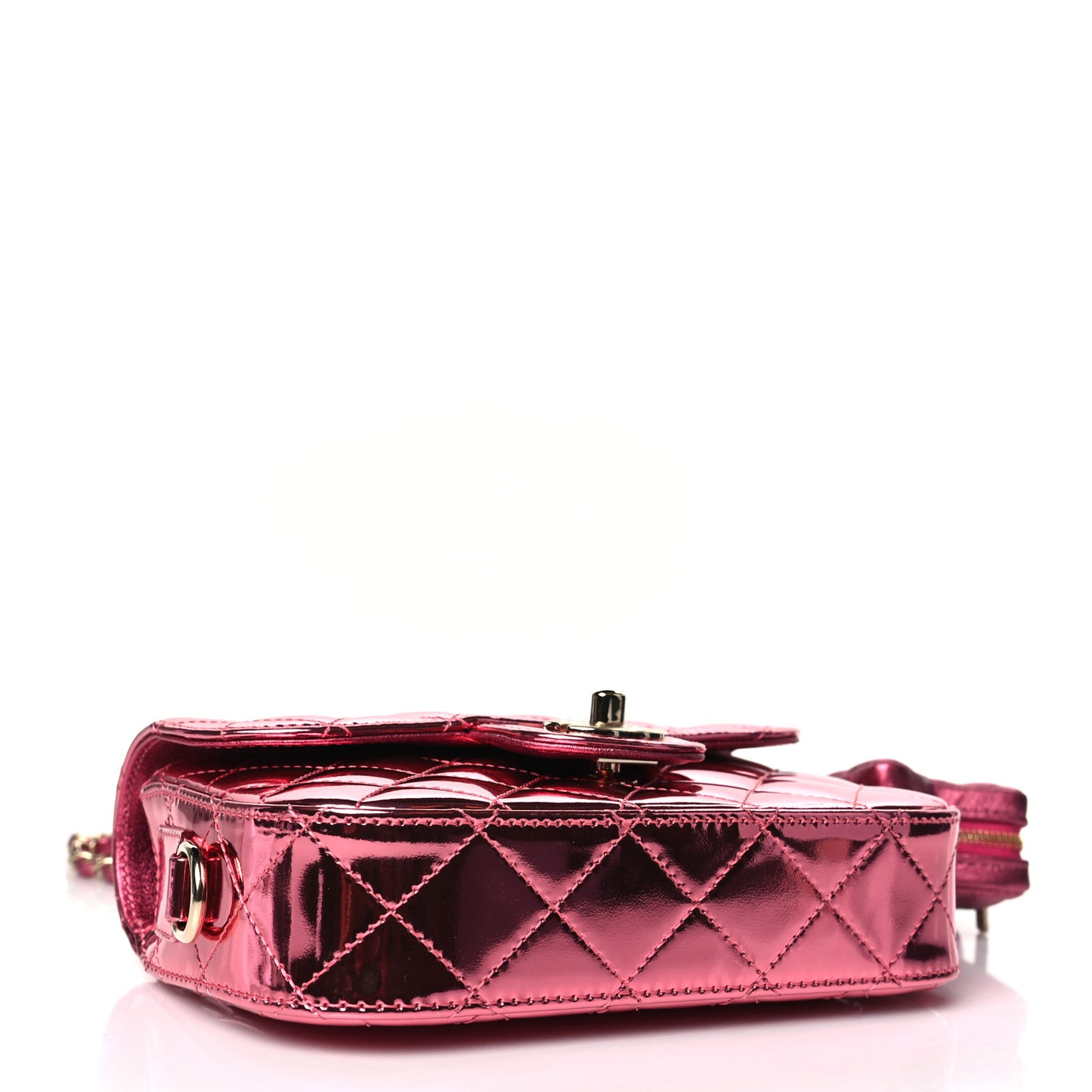 Mirror Calfskin Metallic Lambskin Quilted Hollywood Boulevard Mini Flap With Star Coin Purse Pink