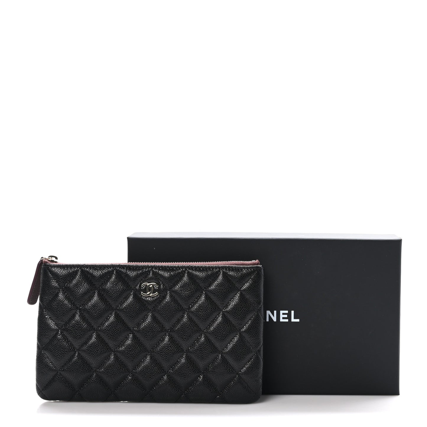 Caviar Quilted Small Zipped Pouch Black