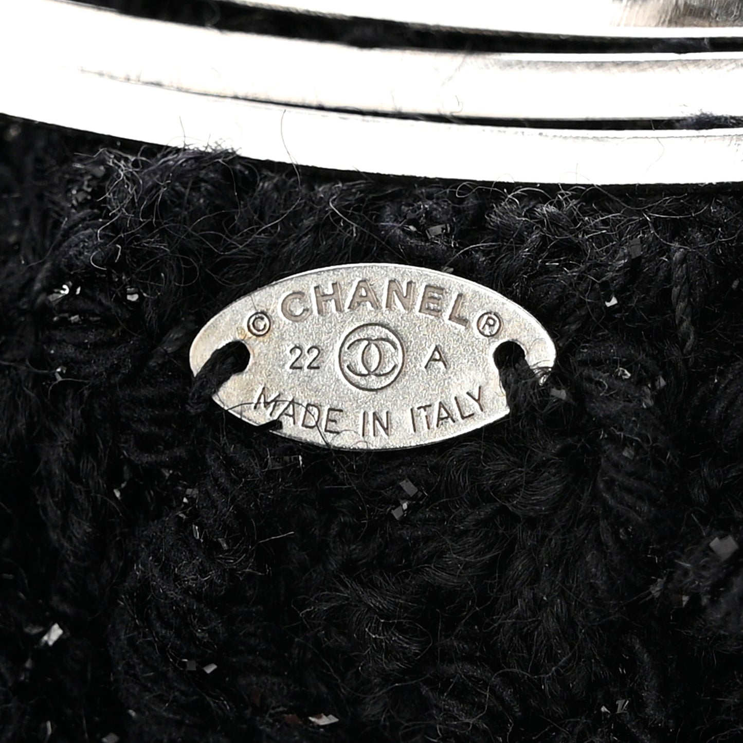 Tweed CC Bow Hair Clip Black