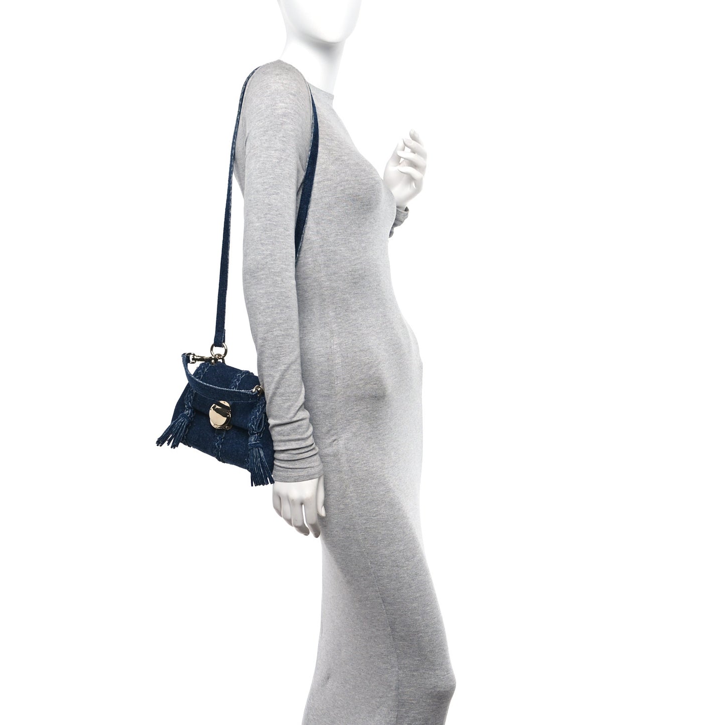 Denim Mini Penelope Soft Shoulder Bag Blue