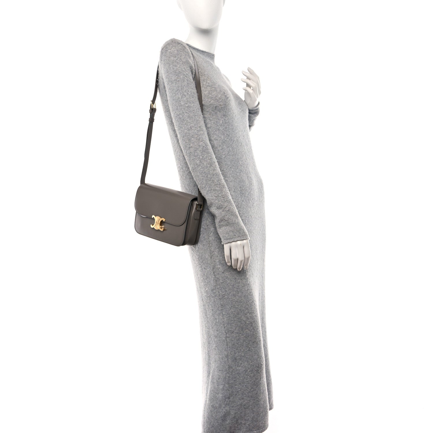 Celine Shiny Calfskin Medium Triomphe Pebble 2 of 12