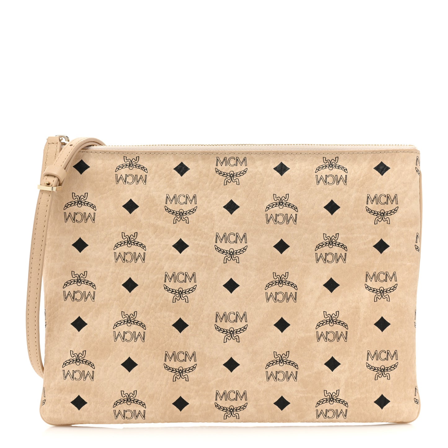 Visetos Medium Crossbody Pouch Beige